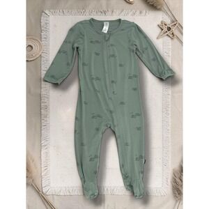 Modern Moments by Gerber Snail Print Sage Green Footed Sleeper 6-9M